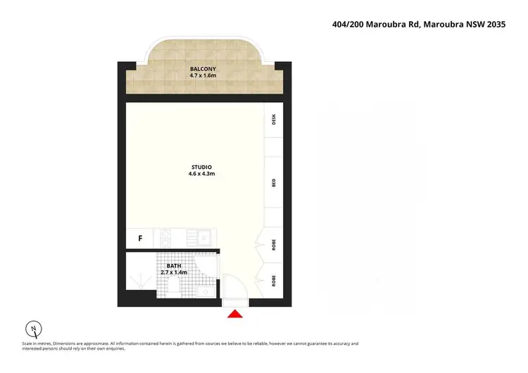 Floorplan of Homely studio listing, 404/200 Maroubra Road, Maroubra NSW 2035