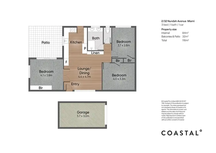 Floorplan of Homely semi-detached listing, 2/32 Nundah Avenue, Miami QLD 4220