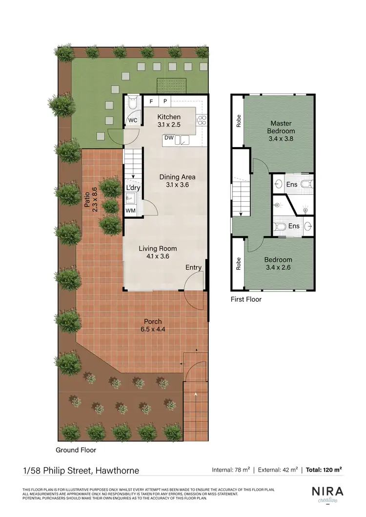 Floorplan of Homely townhouse listing, 1/58 Philip Street, Hawthorne QLD 4171