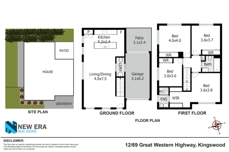 Floorplan of Homely townhouse listing, 12/69 Great western Highway, Kingswood NSW 2747