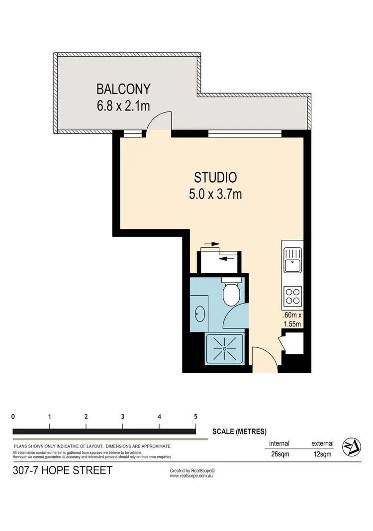 Floorplan of Homely apartment listing, 307/7 Hope Street, South Brisbane QLD 4101