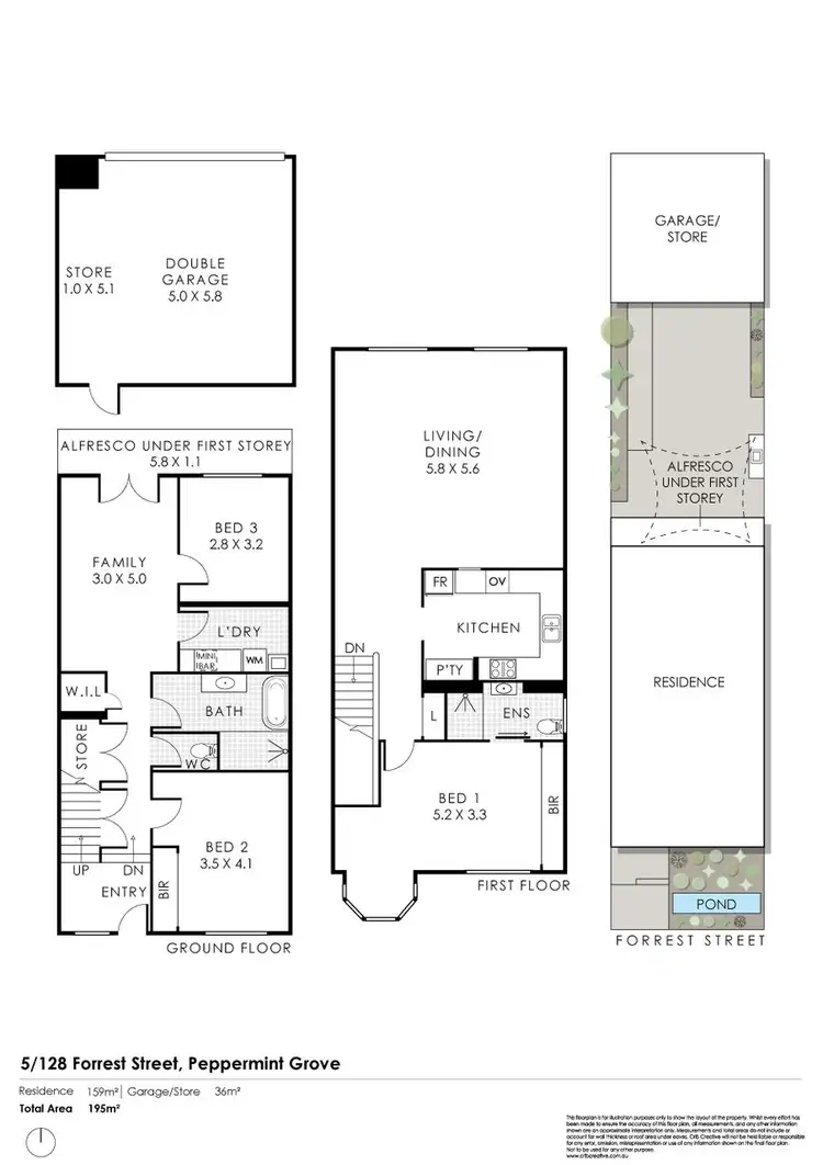 Floorplan of Homely townhouse listing, 5/128 Forrest Street, Peppermint Grove WA 6011