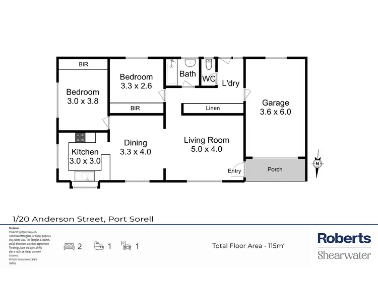 Floorplan of Homely unit listing, 1/20 Anderson Street, Port Sorell TAS 7307