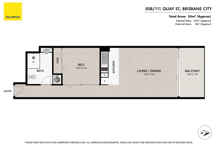Floorplan of Homely apartment listing, 508/111 Quay Street, Brisbane City QLD 4000