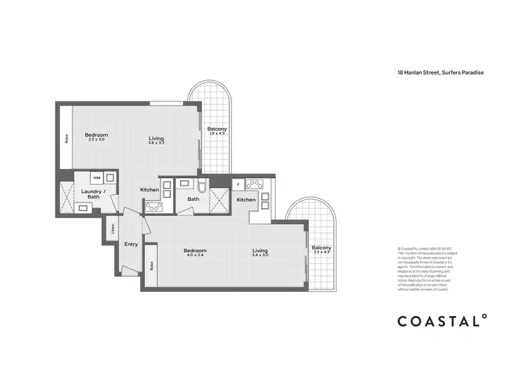Floorplan of Homely apartment listing, 2805 & 2806/18 Hanlan Street, Surfers Paradise QLD 4217