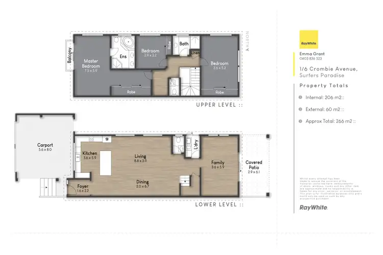 Floorplan of Homely semi-detached listing, 1/6 Crombie Avenue, Bundall QLD 4217