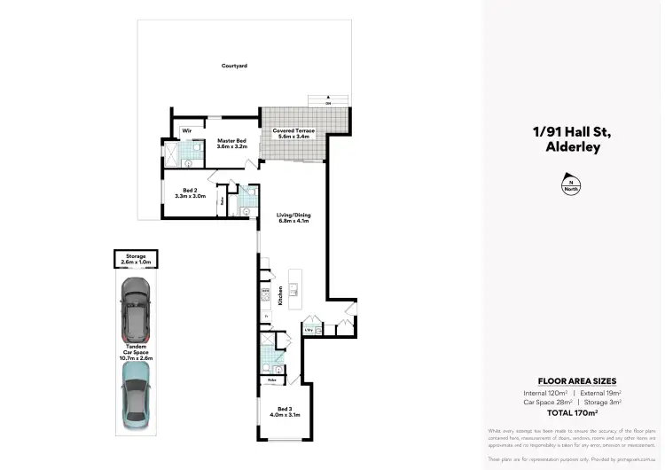 Floorplan of Homely apartment listing, 1/91 Hall Street, Alderley QLD 4051