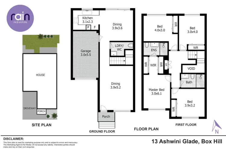 Floorplan of Homely townhouse listing, 13 Ashwini Glade, Box Hill NSW 2765