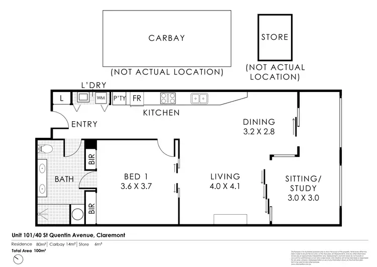 Floorplan of Homely apartment listing, 101/40 St Quentin Avenue, Claremont WA 6010