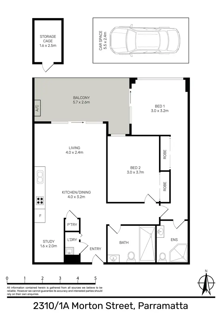 Floorplan of Homely apartment listing, 2310/1A Morton Street, Parramatta NSW 2150