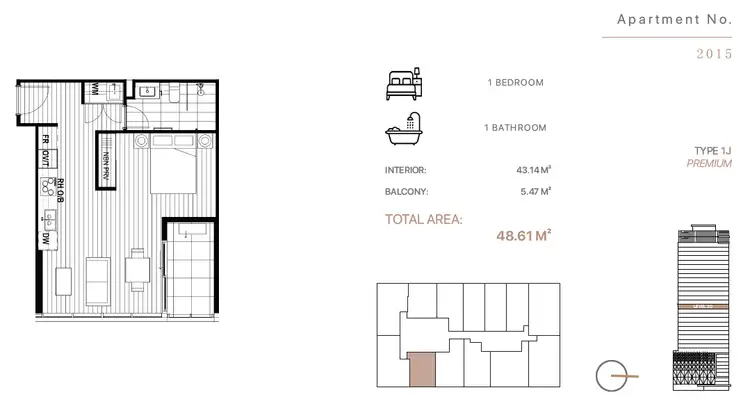Floorplan of Homely studio listing, 2015 & 1515/6 Penaluna Place, Adelaide SA 5000