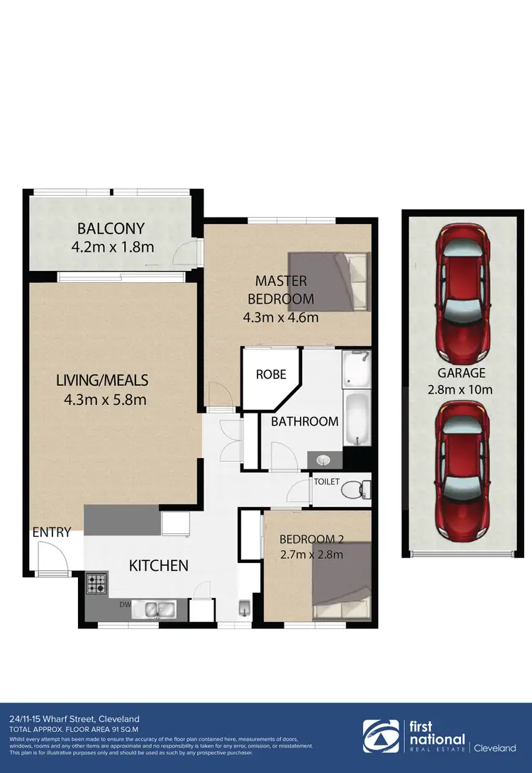 Floorplan of Homely unit listing, 24/11-15 Wharf Street, Cleveland QLD 4163