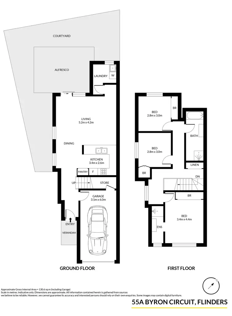 Floorplan of Homely semi-detached listing, 55A Byron Circuit, Flinders NSW 2529