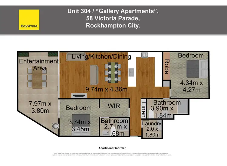 Floorplan of Homely apartment listing, 304/58 Victoria Parade, Rockhampton City QLD 4700