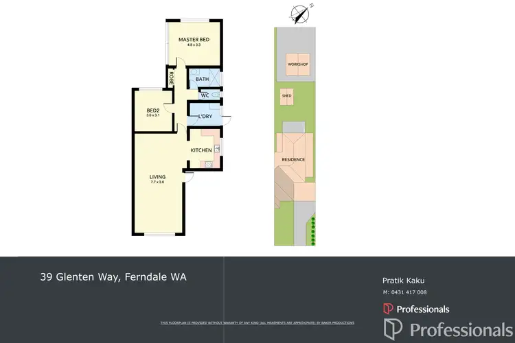 Floorplan of Homely semi-detached listing, 39B Glenten Way, Ferndale WA 6148