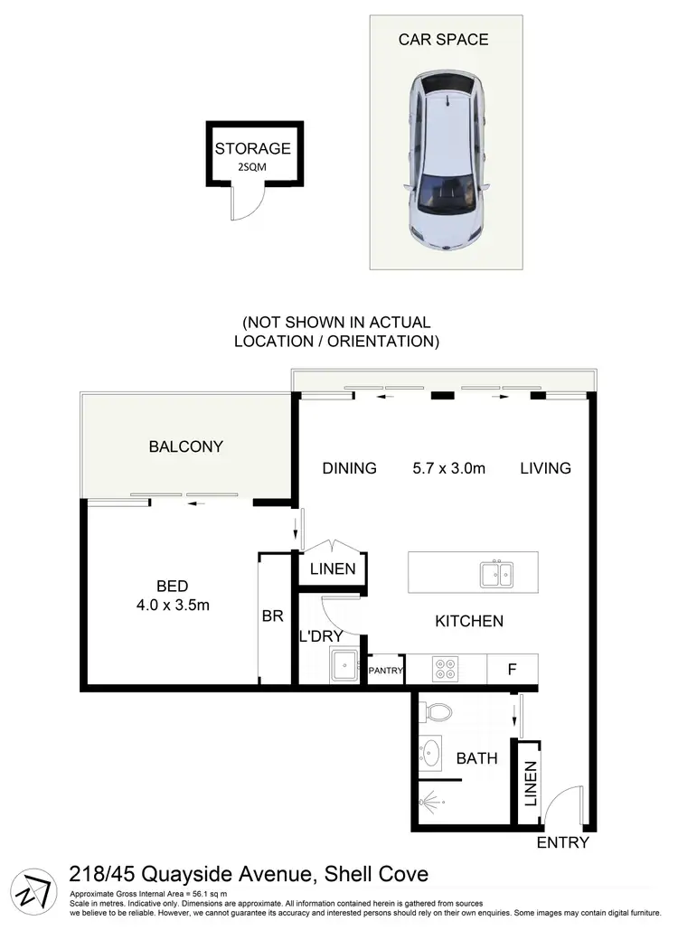 Floorplan of Homely apartment listing, 218/45 Quayside Avenue, Shell Cove NSW 2529