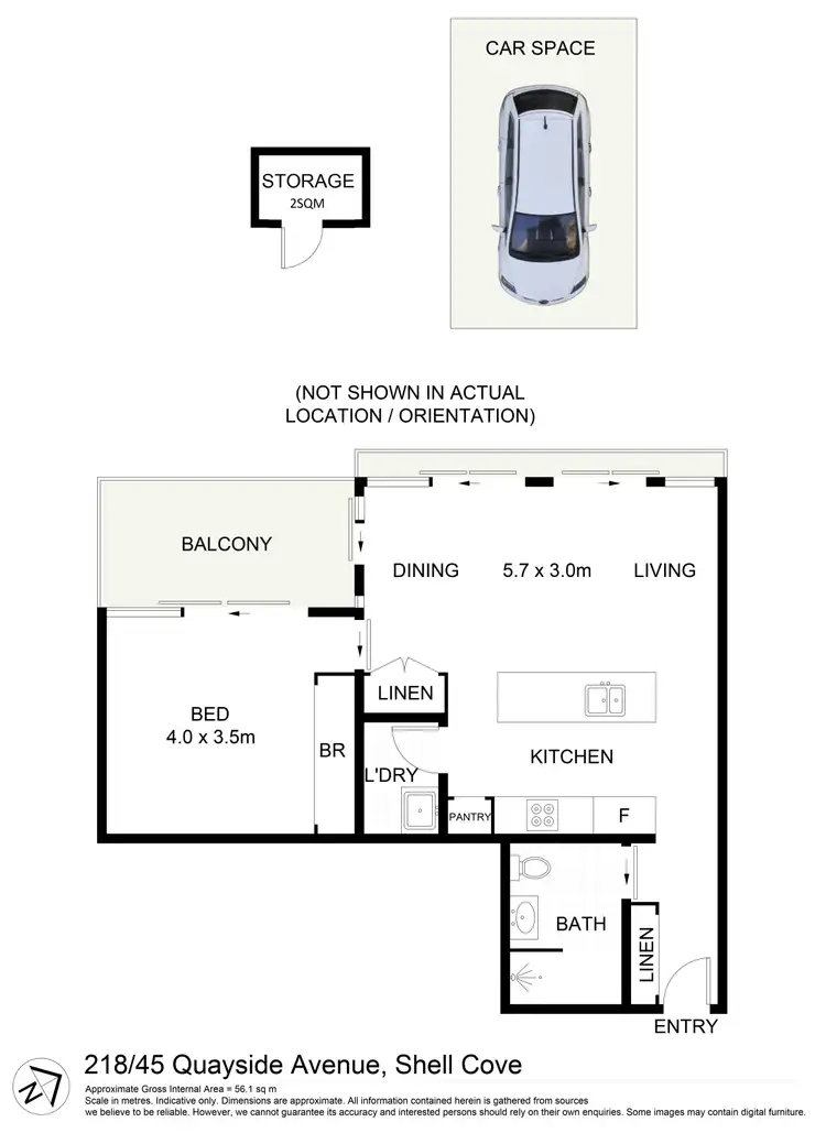 Floorplan of Homely apartment listing, 218/45 Quayside Avenue, Shell Cove NSW 2529