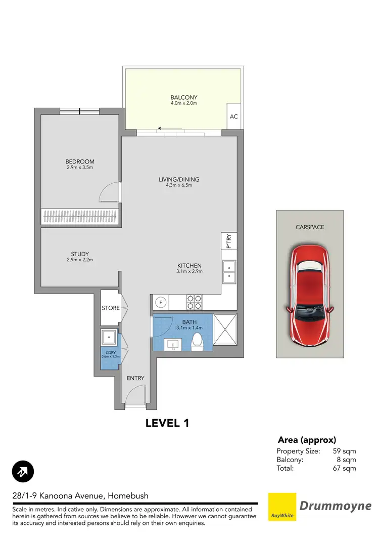 Floorplan of Homely apartment listing, 28/1-9 Kanoona Avenue, Homebush NSW 2140
