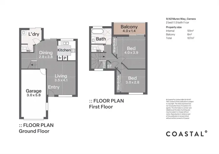 Floorplan of Homely townhouse listing, 9/42 Murev Way, Carrara QLD 4211