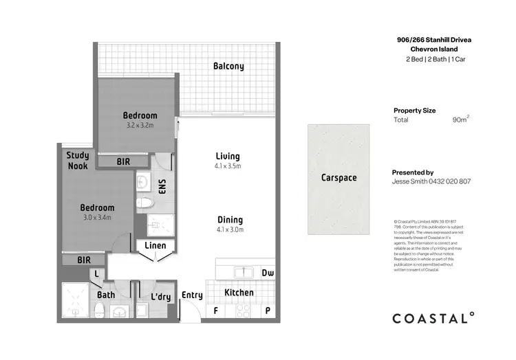 Floorplan of Homely apartment listing, 906/266 Stanhill Drive, Chevron Island QLD 4217