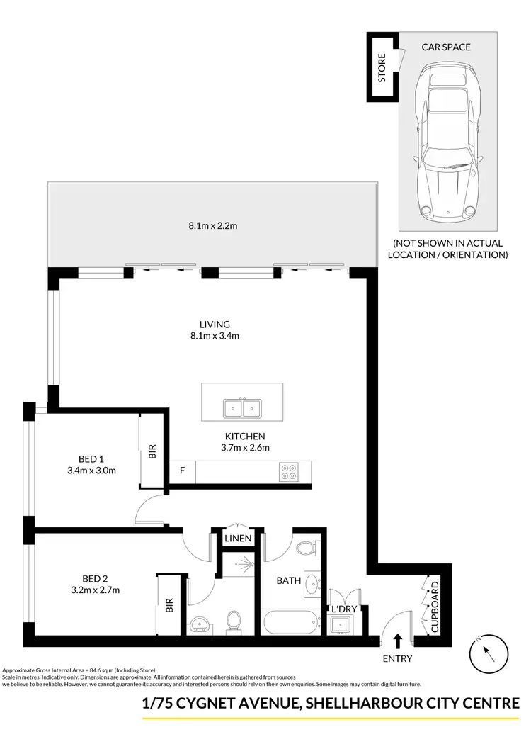 Floorplan of Homely apartment listing, 1/75 Cygnet Avenue, Shellharbour City Centre NSW 2529