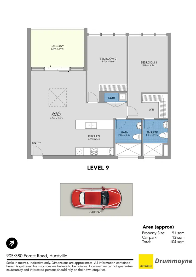Floorplan of Homely apartment listing, 905/380 Forest Road, Hurstville NSW 2220