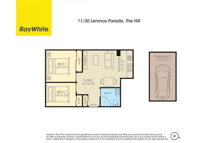 Floorplan of Homely unit listing, 11/30 Lemnos Parade, The Hill NSW 2300