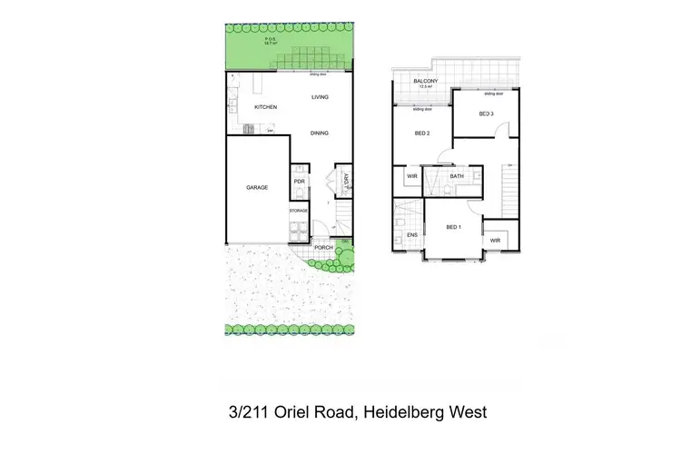 Floorplan of Homely townhouse listing, 3/211 Oriel Road, Heidelberg West VIC 3081