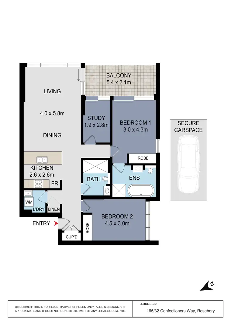 Floorplan of Homely apartment listing, 165/32 Confectioners Way, Rosebery NSW 2018
