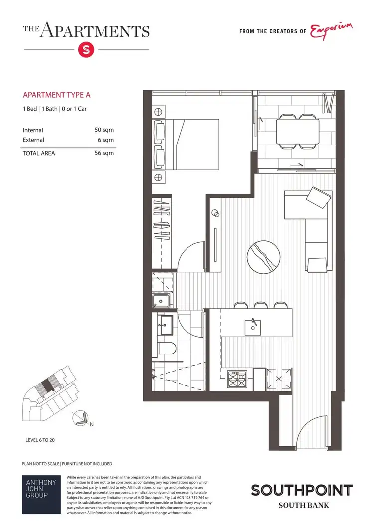 Floorplan of Homely apartment listing, 1904/289 Grey Street, South Brisbane QLD 4101