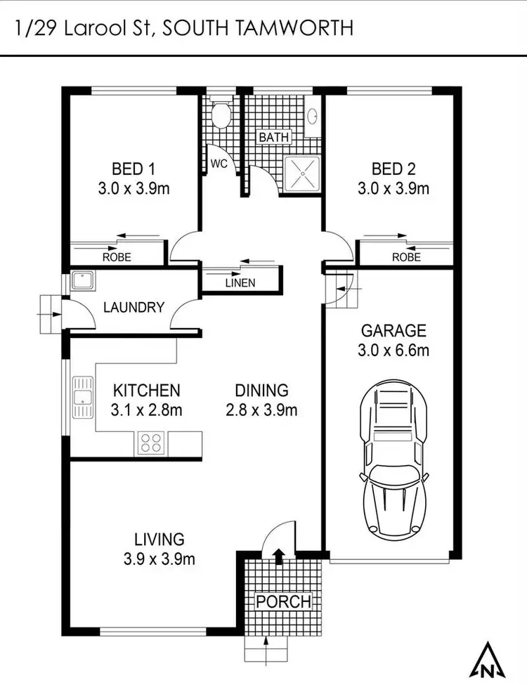 Floorplan of Homely unit listing, 1/29 Larool Street, Tamworth NSW 2340