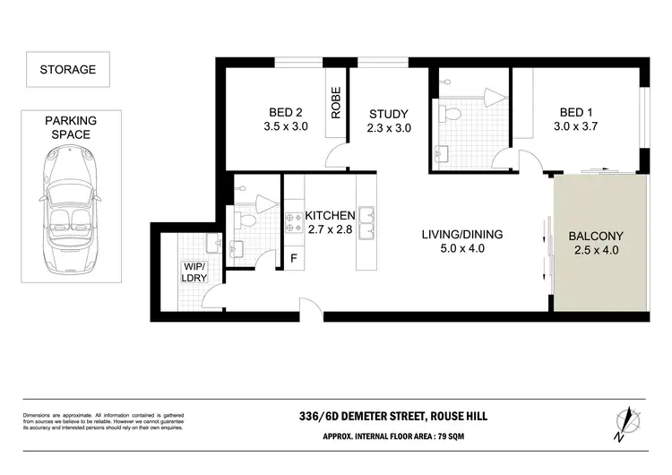 Floorplan of Homely apartment listing, 336/6D Demeter Street, Rouse Hill NSW 2155