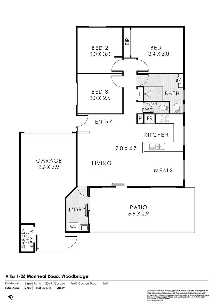 Floorplan of Homely unit listing, 1/26 Montreal Road, Woodbridge WA 6056