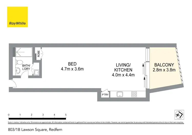 Floorplan of Homely studio listing, 803/1B Lawson Square, Redfern NSW 2016