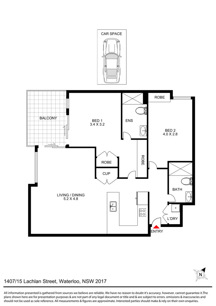 Floorplan of Homely apartment listing, 1407/15 Lachlan Street, Waterloo NSW 2017