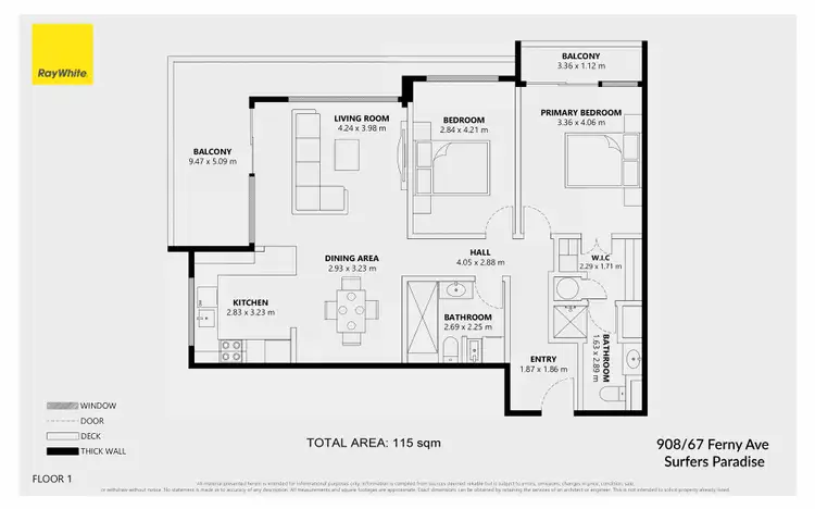Floorplan of Homely apartment listing, 908/67 Ferny Avenue, Surfers Paradise QLD 4217
