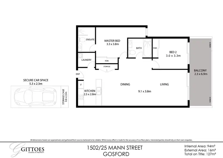 Floorplan of Homely unit listing, 1502/25 Mann Street, Gosford NSW 2250
