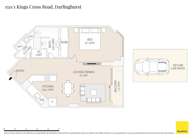 Floorplan of Homely apartment listing, 1511/1 Kings Cross Road, Darlinghurst NSW 2010