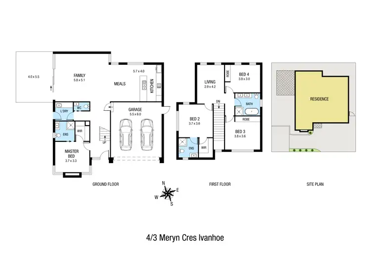 Floorplan of Homely townhouse listing, 4/3 Mervyn Crescent, Ivanhoe VIC 3079