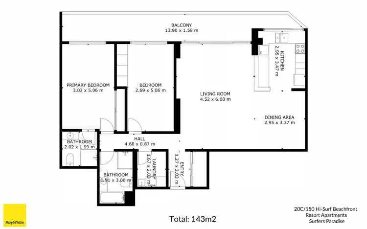 Floorplan of Homely apartment listing, 20C/150 The Esplanade, Surfers Paradise QLD 4217