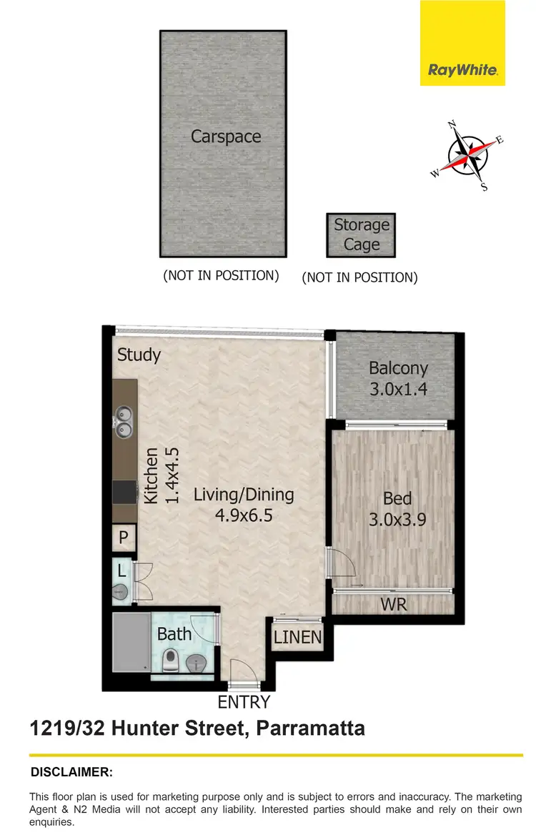 Floorplan of Homely apartment listing, 1219/32 Hunter Street (AKA 1219/45 Macquarie St), Parramatta NSW 2150
