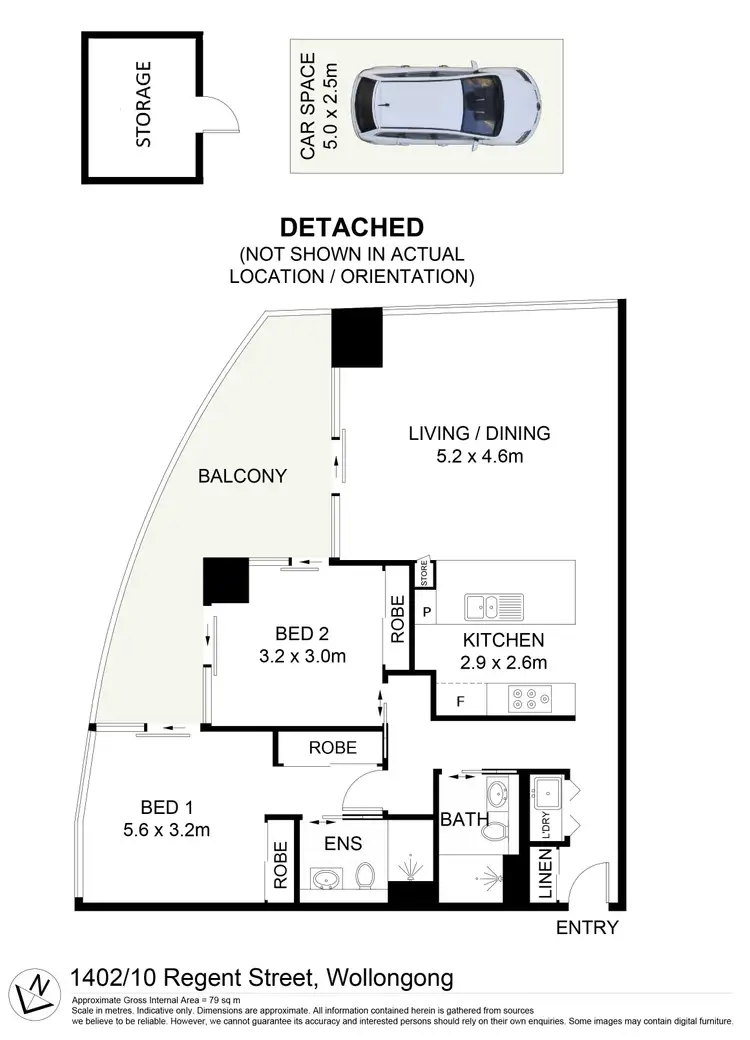 Floorplan of Homely apartment listing, 1402/10-18 Regent Street, Wollongong NSW 2500