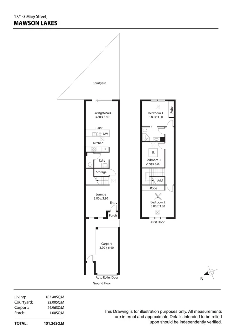 Floorplan of Homely townhouse listing, 17/1-3 Mary Street, Mawson Lakes SA 5095