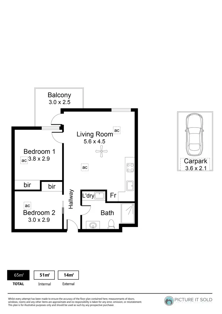 Floorplan of Homely apartment listing, 214/55 Phillips Street, West Lakes SA 5021