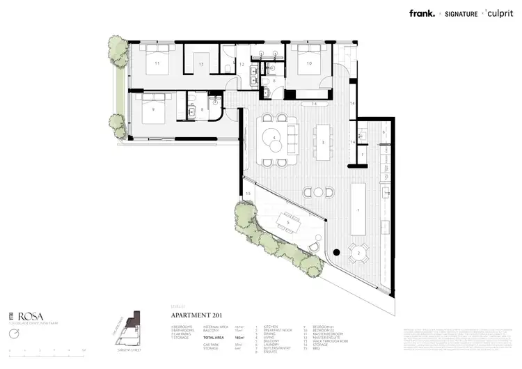 Floorplan of Homely apartment listing, 201/121 Oxlade Drive, New Farm QLD 4005