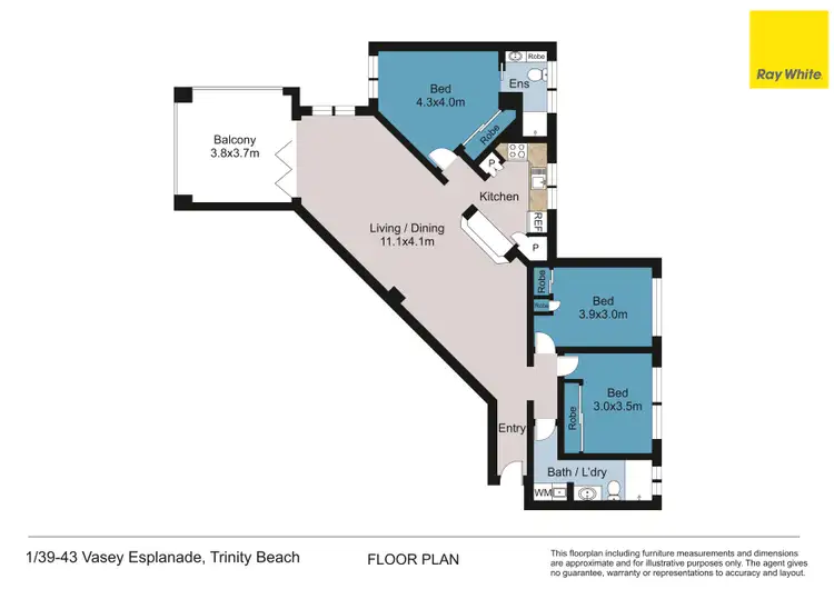 Floorplan of Homely apartment listing, 1/39-43 Vasey Esplanade, Trinity Beach QLD 4879