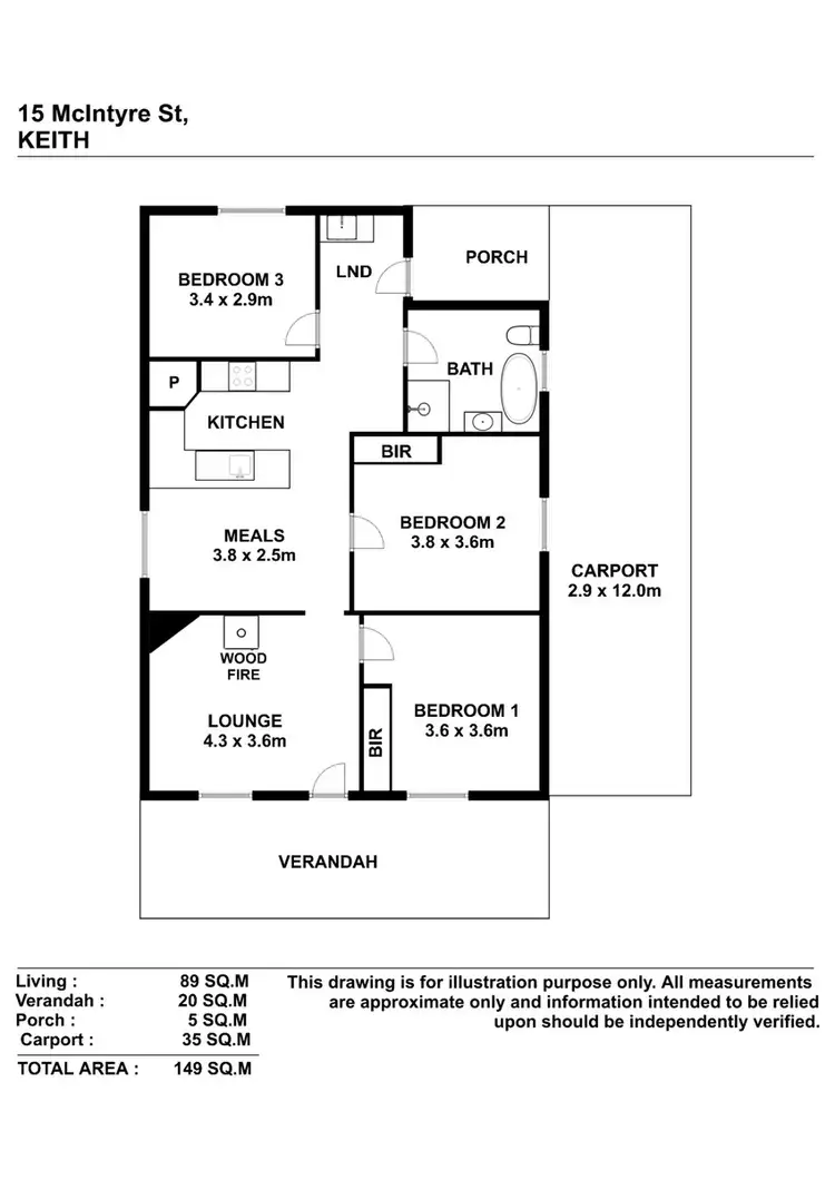 Floorplan of Homely house listing, 15 McIntyre Street, Keith SA 5267