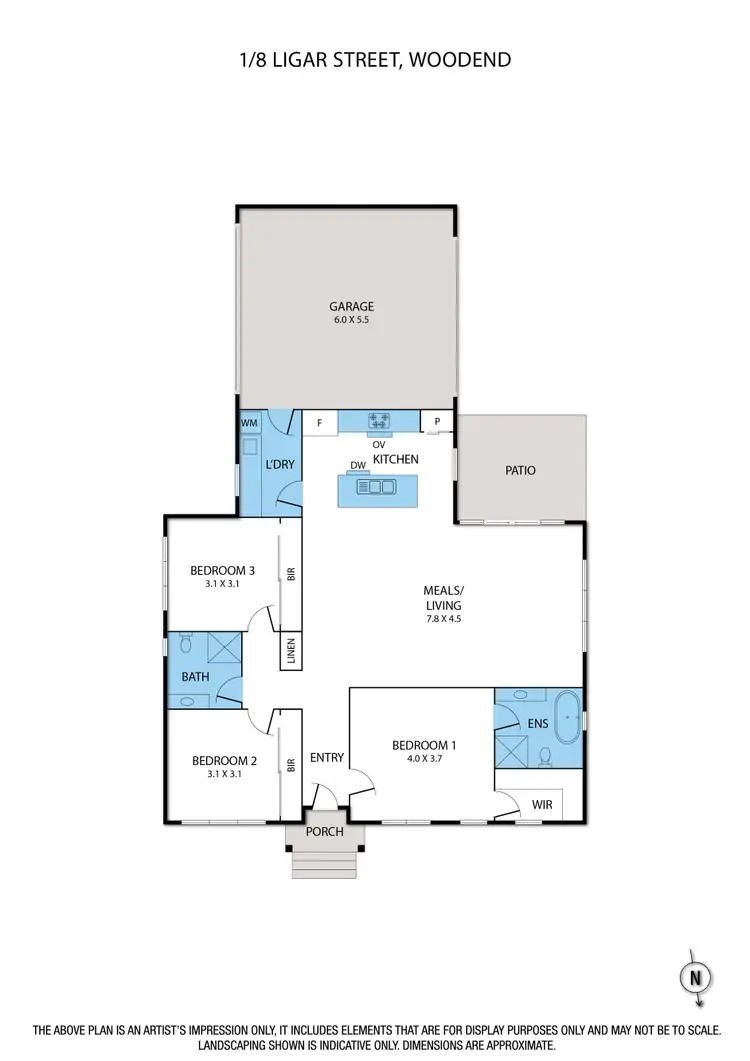 Floorplan of Homely unit listing, 1/8 Ligar Street, Woodend VIC 3442