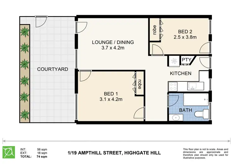 Floorplan of Homely apartment listing, 1/19 Ampthill Street, Highgate Hill QLD 4101