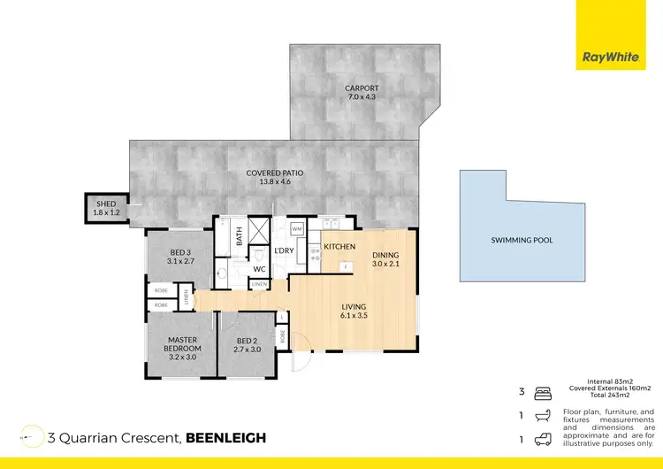 Floorplan of Homely house listing, 3 Quarrian Crescent, Beenleigh QLD 4207
